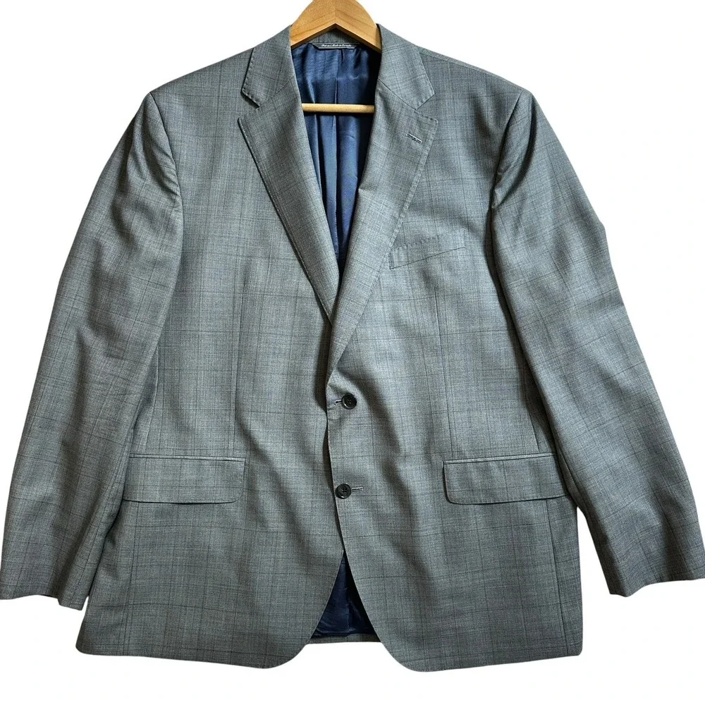 Jack Victor Elite Norway Men's Size 46R Wool Blazer Gray Check Sport Coat Canada